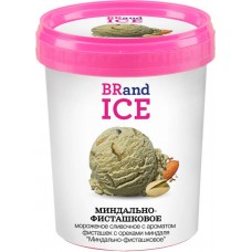 Мороженое BRAND ICE Миндально-фисташковое, сливочное фисташковое с миндалем 18%, без змж, пластиковый стакан, 1000мл в магазинах Лента
