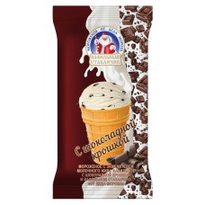 Мороженое ОТ ДЕДА МОРОЗА Ванильное с шоколадной крошкой 10%, с змж, вафельный стаканчик, 70г в магазинах Лента