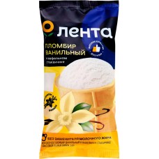 Мороженое ЛЕНТА Пломбир ванильный 15%, без змж, вафельный стаканчик, 70г в магазинах Лента