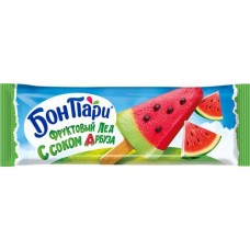 Фруктовый лед БОН ПАРИ Двухслойный с натуральным соком арбуза и яблока, эскимо, 67г в магазинах Лента