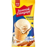 Мороженое ЗОЛОТОЙ СТАНДАРТ Пломбир с наполнителем вареная сгущенка 12%, без змж, вафельный стаканчик, 93г