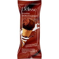 Мороженое DELISSE Пломбир шоколадный 12%, без змж, вафельный рожок, 70г в магазинах Лента