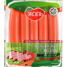Сосиски вареные ЭКОЛЬ, категория А, Халяль, 480г в магазинах Лента