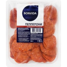 Колбаса сырокопченая BONVIDA Пепперони, нарезка, 500г в магазинах Лента