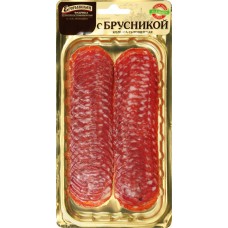 Колбаса сыровяленая КФ ЕГОРЬЕВСКАЯ с брусникой, нарезка, 70г в магазинах Лента