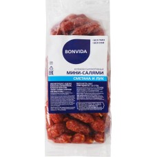 Колбаски сырокопченые BONVIDA Мини-салями со вкусом сметаны и лука, 500г в магазинах Лента