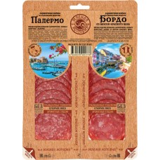 Колбаса сырокопченая МЯСНАЯ ИСТОРИЯ Палермо/Бордо со вкусом красного вина, нарезка, 100г в магазинах Лента