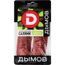 Колбаса сырокопченая ДЫМОВ Салями, нарезка, 90г в магазинах Лента