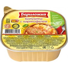 Консервы мясо-растительные БЕРИЛОЖКА Котлета с картофелем, 250г в магазинах Лента