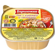 Консервы мясо-растительные БЕРИЛОЖКА Рис с курицей и овощами, 250г в магазинах Лента