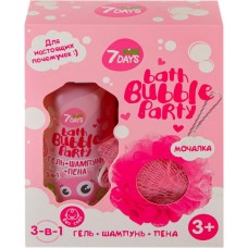 Набор подарочный детский 7DAYS Bath bubble party Для настоящих почемучек Гель-шампунь-пена 3в1 с малинкой, 400мл + Губка в магазинах Лента