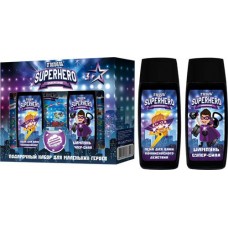 Набор подарочный для детей COMPLIMENT Kids Superhero c ароматом жвачки: Пена для душа, 200мл + Шампунь для волос, 200мл + Игра настольная в магазинах Лента