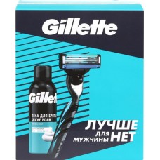 Набор подарочный мужской GILLETTE Mach3 Бритва, 1 сменная кассета+Пена для бритья Алоэ, для чувствительной кожи, 200мл в магазинах Лента