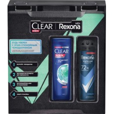 Набор подарочный мужской REXONA MEN Шампунь-бальзам-ополаскиватель CLEAR против перхоти, 150мл+Антиперспирант Кобальт, 200мл в магазинах Лента