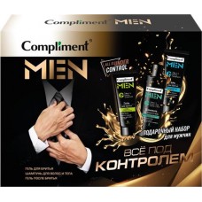 Набор подарочный мужской COMPLIMENT Men Все под контролем Гель для бритья, 80мл+Гель после бритья, 80мл+Шампунь, 200мл в магазинах Лента