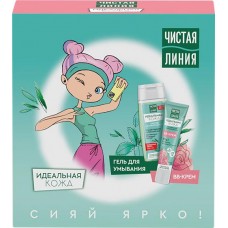 Набор подарочный женский ЧИСТАЯ ЛИНИЯ Идеальная кожа Гель для умывания, 40мл+BB-крем 10в1, 190мл в магазинах Лента