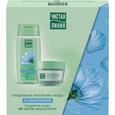 Набор подарочный женский ЧИСТАЯ ЛИНИЯ Ежедневный уход с гиалуроном Лосьон-тоник, 100мл+Крем-бустер для лица, 46мл в магазинах Лента