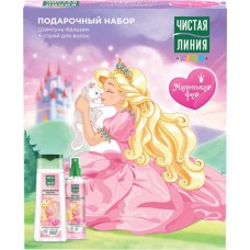 Набор подарочный детский ЧИСТАЯ ЛИНИЯ Шампунь-бальзам Шелковистые локоны, 240мл+Спрей Легкое расчесывание, 160мл в магазинах Лента
