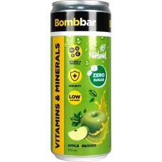 Напиток BOMBBAR Лимонад со вкусом яблока, обогащенный магнием и цинком, газированный, 330мл в магазинах Лента