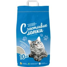 Наполнитель бентонитовый для кошачьего туалета СЧАСТЛИВЫЕ ЛАПКИ комкующийся, 10кг в магазинах Лента