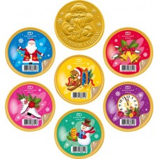 Шоколад фигурный МОНЕТНЫЙ ДВОР Медаль новогодняя с наклейкой, 25г в магазинах Лента