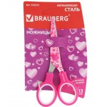 Ножницы детские BRAUBERG Сердечки 13см, малиновые Арт. 232275