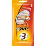 Бритва одноразовая мужская BIC 3 Sensitive 3 лезвия с увлажняющей полоской, 8шт Бритва одноразовая мужская BIC 3 Sensitive 3 лезвия с увлажняющей полоской, 8шт