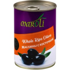 Маслины с косточкой MAROLI черные, 300мл в магазинах Лента