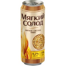 Пиво светлое МЯГКИЙ СОЛОД Мягкое фильтрованное пастеризованный 4,2%, 0.45л в магазинах Лента