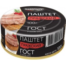 Паштет ГЛАВПРОДУКТ Пражский ГОСТ, 100г в магазинах Лента