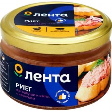 Риет ЛЕНТА с чесноком из горбуши и кеты, 180г в магазинах Лента