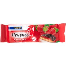Печенье бисквитное ЛЕНТА с желейной начинкой со вкусом клубники, 137г в магазинах Лента