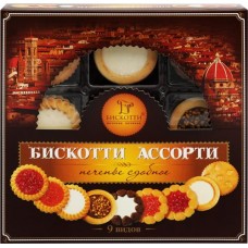 Печенье сдобное БИСКОТТИ Ассорти, 345г в магазинах Лента
