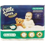 Пеленки одноразовые LITTLE TIMES Premium впитывающие 60х60см, 20шт Пеленки одноразовые LITTLE TIMES Premium впитывающие 60х60см, 20шт