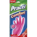 Перчатки хозяйственные PACLAN Practi Comfort резиновые, с хлопковым напылением р.L, розовые Арт. 407768