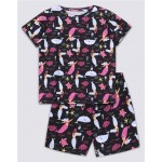 Пижама детская INWIN Kids футболка и шорты, черный/голубой/розовый, Арт. LUK009