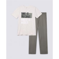 Пижама мужская INWIN футболка и брюки, цвет серый меланж, хаки, Арт. M21900 в магазинах Лента