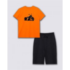 Пижама мужская INWIN футболка и шорты черный/оранжевый, Арт. Alf в магазинах Лента