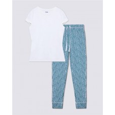 Пижама женская INWIN футболка и брюки, волны, серый, молочный, Арт. L21900 в магазинах Лента