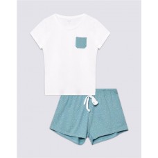 Пижама женская INWIN футболка и шорты, белый, голубой, Арт.L21905 в магазинах Лента