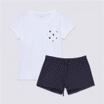 Пижама женская INWIN футболка и шорты, цвет молочный, темно-серый, Арт.L21905