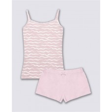 Пижама женская INWIN майка и шорты, цвет пудровый, белый, Арт. L21902 в магазинах Лента