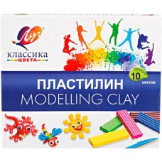 Пластилин ЛУЧ Классика 10 цветов, со стеком Арт. 7С304-08, 200г в магазинах Лента