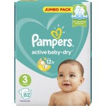 Подгузники детские PAMPERS Active Baby-Dry Midi 3, 6–10кг, 82шт