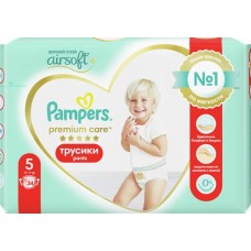 Подгузники-трусики детские PAMPERS Premium Care Pants Junior 5, 12–17кг, 34шт в магазинах Лента