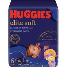 Подгузники-трусики детские HUGGIES Elite Soft 6 ночные 15–25кг, 16шт в магазинах Лента