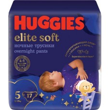 Подгузники-трусики детские HUGGIES Elite Soft 5 ночные 12–17кг, 17шт в магазинах Лента