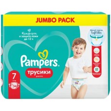 Подгузники-трусики для мальчиков и девочек PAMPERS Pants Jumbo Size 7–17+кг, 34шт в магазинах Лента