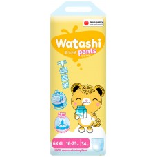 Подгузники-трусики детские WATASHI 6/XXL 16–25кг, 34шт в магазинах Лента