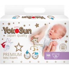 Подгузники YOKOSUN Premium NB 0–5кг, 36шт в магазинах Лента